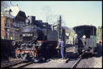 Bald wieder möglich!?  Am 3.5.1990 nimmt 991789 im schmalspurigen Endbahnhof Kurort Kipsdorf Wasser.