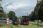 99 7204  Odenwald  und MME 60  Bieberlies  standen am 14.7.2012 gemeinsam im Bahnhof von Hinghausen der Sauerlnder Kleinbahn.
