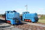 MBB 33 + 35 am 30.09.2023 beim Eisenbahnwochenende der Mansfelder Bergwerksbahn in Hettstedt-Kupferkammerhütte.