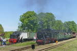 5. Mai 2018, Eisenbahnfest in Mesendorf. Lok 20 der Mansfelder Bergwerksbahn, für den  Pollo  beschildert und teilweise umgebaut zu 99 1401.