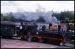 Angeheizt war am 2.10.1995 die 99582 im Bahnhof Schönheide.