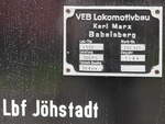 Fabrikschild der 199 009-2 (V 10 C); Jöhstadt, 04.08.2021
