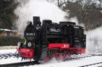 Dampflok 99 4633-6  Rasender Roland  am Bahnhof Göhren auf Rügen.