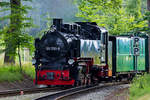 Rasender Roland vor den Bahnsteigen zur Kreuzung in Sellin Ost. - 11.07.2017