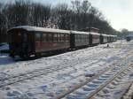 Da im Winter nicht viele Reisezugwagen bentigt werden,stehen die meisten Reisezugwagen abgestellt in Putbus.Aufnahme am 23.Januar 2010.