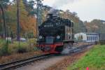 Lok 99 4011 beim Umlaufen auf dem Bahnhof Göhren.