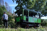 Die 1887 gebaute Kastendampflokomotive  Laura  beim Rangieren am Bahnhof in Hüinghausen.