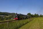 Dampflok  Spreewald  des DEV mit dem Museumszug zum Teddybärentag auf der Sauerländer Kleinbahn in Hüinghausen (04.06.2023)