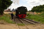 Hier ist die Schwarzach 101 beim Umrangieren, gerade ist sie am Zugschluß in den Bahnhof Schierwaldenrath eingefahren und fährt nun zum Kohle fassen und Wasser nehmen. 16.5.2016