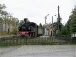 Blick ber das Denkmal der Verkehrsgeschichte im Bahnhof Geyer, 03.10.07