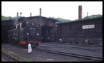 099741 am 18.05.1996 im Schmalspur BW Freital - Hainsberg.