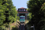 Stadtwerke Baden-Baden; Ehemaliger Wagen 2 der Merkurbergbahn // Baden-Baden // 16. Juli 2018