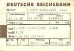 Umwegkarte der Deutschen Reichsbahn, galt nur in Verbindung mit Direktfahrkarte