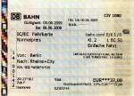 BERLIN, 05.06.2009, im IC 142 von Berlin Ostbahnhof nach Schiphol Flughafen gelöstes Ticket für eine einfache Fahrt nach Rheine -- Fahrkarte eingescannt