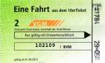 RHEINE (Kreis Steinfurt), 29.10.2014, Fahrkarte aus dem Zehnerblock für eine Fahrt innerhalb des Stadtgebietes Rheine, hier Fahrt mit der Regionalbahn RB 65 von Rheine-Mesum nach Rheine -- Fahrkarte eingescannt