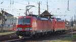DB Cargo AG [D] mit Lokzug mit   193 376  [NVR-Nummer: 91 80 6193 376-1 D-DB] mit   185 342-3  [NVR-Nummer: 91 80 6185 342-3 D-DB] am Haken am 16.03.20 Bf. Frankfurt/Oder.
