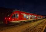 DB Regio Stadler Flirt „Hansestadt Stralsund“ auf Gleis 2 des Bahnhofs Sassnitz abgestellt.