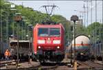 Hitzeflimmern über den Gleisen am Bahnhof Aachen West im Mai 2012.