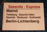 Obwohl es immer noch eine Verbindung Berlin-Malm(jetzt nach Lund) gibt ist der Sassnitz-Express schon Geschichte.