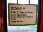 Geschichte: Im Mai 2006 fuhren die letzten IR zwischen Berlin und Chemnitz.
