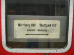 Zugzielanzeiger eines RE s im Stuttgarter Hbf.