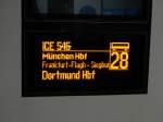 Zugzielanzeiger eines ICE 3 Siemens Velaro D (BR 407) am 13.12.14 in Mannheim Hbf