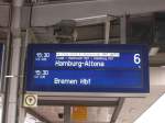 Zugzielanzeiger auf Gleis 6 des Wrzburger HBF (17.3.07)