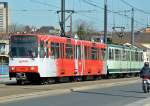 Stadtbahn Bonn (Wagen-Nr. 8454) der SWB auf der Kennedybrücke - 20.03.2014