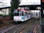 Dreiteiliger Stadtbahnwagen B80 an der Haltestelle Kohlgartenstrae in Dortmund als Linie U 47 nach Aplerbeck.