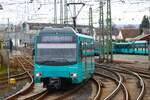 VGF Düwag U4 Wagen 537 am 03.02.24 in Frankfurt Heddernheim vom Bahnsteig aus fotografiert