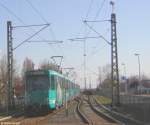 Am 23.03.2006 fuhr der 4. Zug der Linie U6 mit den Ptb-Triebwagen 740, 732 und 714 in die Endstation Heerstrae ein. Der Fahrer hatte das Zielband bereits auf die andere Endstation Ostbahnhof umgestellt. 