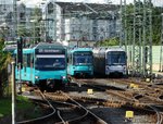 VGF U4 Wagen 534, Bombardier U5-50 Wagen 810 und U5-25 Wagen 630 am 05.10.16 in Frankfurt Heddernheim