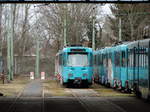 VGF Düwag Ptb Wagen 743 am 18.02.17 in Depot Eckenheim per Zoom fotografiert