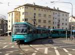 VGF Bombardier U5-25 Wagen 681 beim Ausrücken am 04.03.17 in Frankfurt am Main Eckenheim