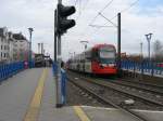 TW 5115 und ein weiterer unbekannter Wagen vom Typ K5000 waren am 23. Februar 2007 auf der Linie 4 unterwegs. Hier in Fahrtrichtung Schlebusch an der Haltestelle Von-Sparr-Strae.