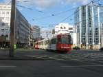 Am 10. April 2010 waren TW 2214 und TW 22?? auf der Linie 3 unterwegs. Hier Fahrtrichtung Klettenberg beim verlassen der Haltestelle  Barbarossaplatz .