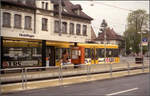 Als die Stuttgarter Stadtbahn noch jung war -    Die Endhaltestelle 'Hedelfingen' erhielt für die Stadtbahnlinie U9 einen abgesenkten Hochbahnsteig, der von der Stadtbahn zunächst nur auf