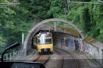 Hinunter in den Stuttgarter Talkessel - 

... mit einer Stadtbahn der Linie U6. Vor dem Kurztunnel an der sogenannten Fenstertrasse kommt ein Zug der Linie U12 entgegen.

08.08.2021 (M)