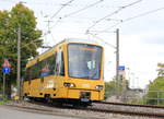 Fahrzeug 3518 als U3 Plieningen-Vaihingen am 27.09.2020 bei der Ausfahrt aus der Haltestelle Jurastraße.