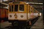 U-Bahn Depot Berlin Grunewald am 6.6.1989: Wagen 988 war damals einer von wenigen Wagen mit einer Außenreklame.