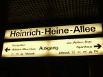 Ausgangs-Beschilderung  Heinrich-Heine Allee  U-Bahn-Station  in Dsseldorf