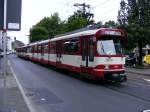 Eine Doppeltraktion aus DUEWAG-Stadtbahnwagen GT8SU der Rheinbahn zwischen Dsseldorf-Eller und Lierenfeld als Zug der Linie U75 nach Neuss Hbf am 20.06.2008.