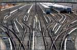 Im Münchner Norden -    Abstellgleise im Betriebshof der Münchener U-Bahn in Fröttmaning.