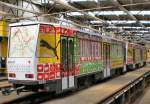 Strassenbahnzug T6D  im Depot in Weissensee, Besichtigung whrend einer Themenfahrt 2007