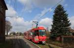 Cottbus 168 in der Endschleife an der Madlower Hauptstrae, 26.04.2012.