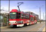 Tram 129 der Cottbusverkehr mit Ganzwerbung an der Haltestelle Bahnhof in Cottbus, 14.11.07.