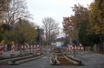 Blick  auf die Baustelle Meiner Strae in Radebeul, die ab Dezember wieder von der Linie 4 befahren werden soll.