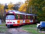 Ein DUEWAG-GT8S der Rheinbahn an der Ausfahrt der Wendeschleife auf dem Jan-Wellem-Platz in Dsseldorf am 13.