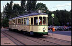 Der top gepflegte Harkort Triebwagen der Duisburger Straßenbahn war am 10.5.1991 der Sonderzug für die BDEF Gesellschaft.