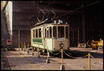 Oldtimer der ehemaligen Hamborner Straßenbahn Wagen 23 im Depot Duisburg am 10.5.1991.